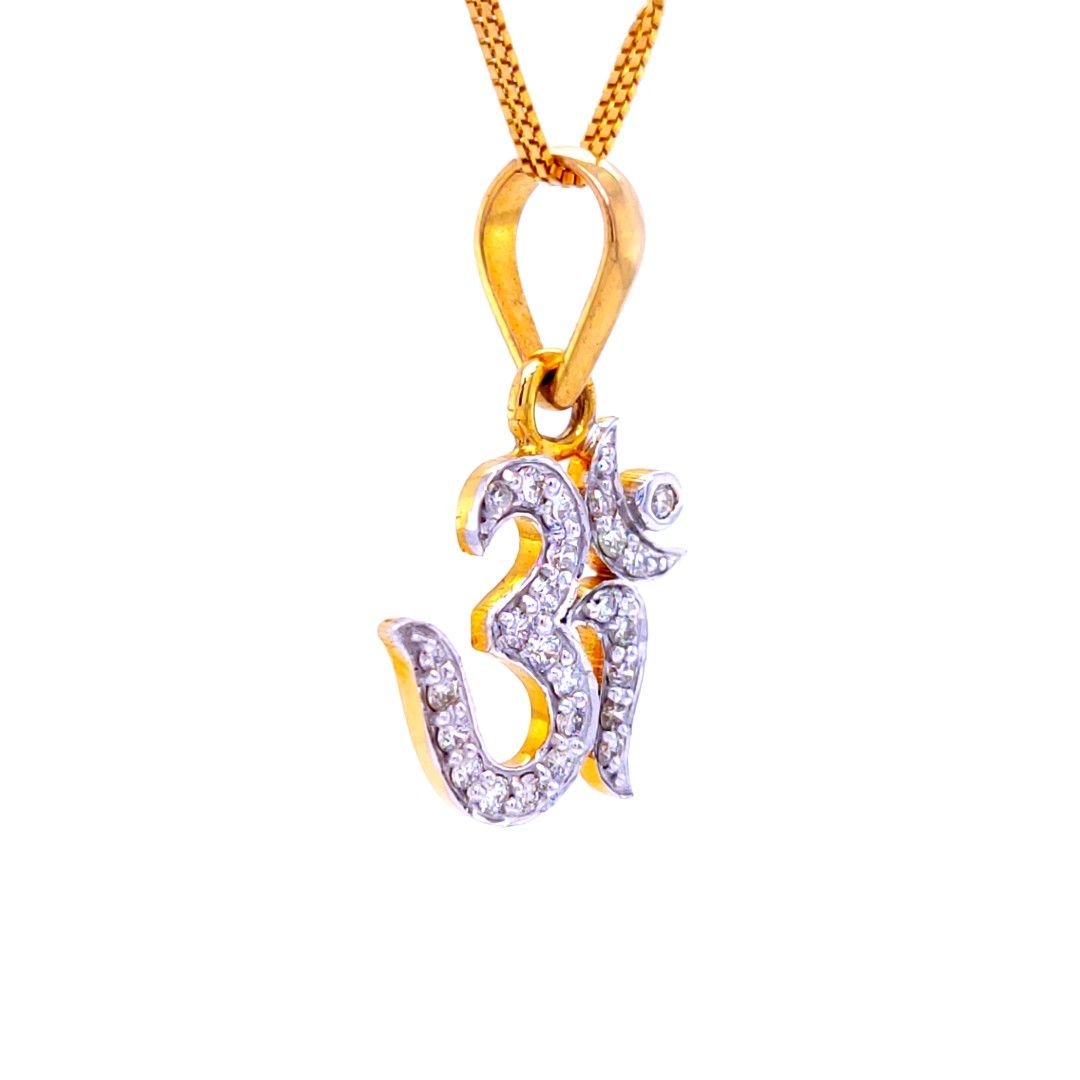 Devine om diamond pendant in yellow gold