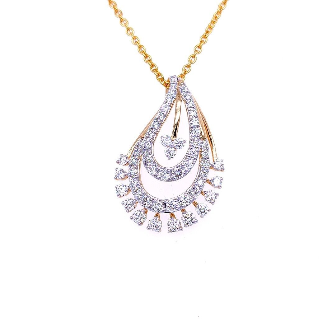 Alluring teardrop diamond pendant & earring set