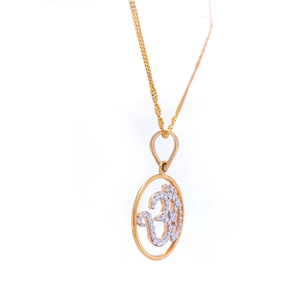 Life circle om diamond pendant in yellow gold