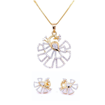 Peacock diamond pendant & earrings set