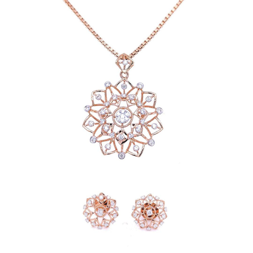 Graceful enamel diamond pendant & earrings set