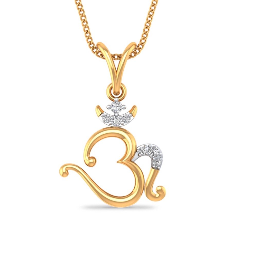 Shiva om diamond pendant in yellow gold