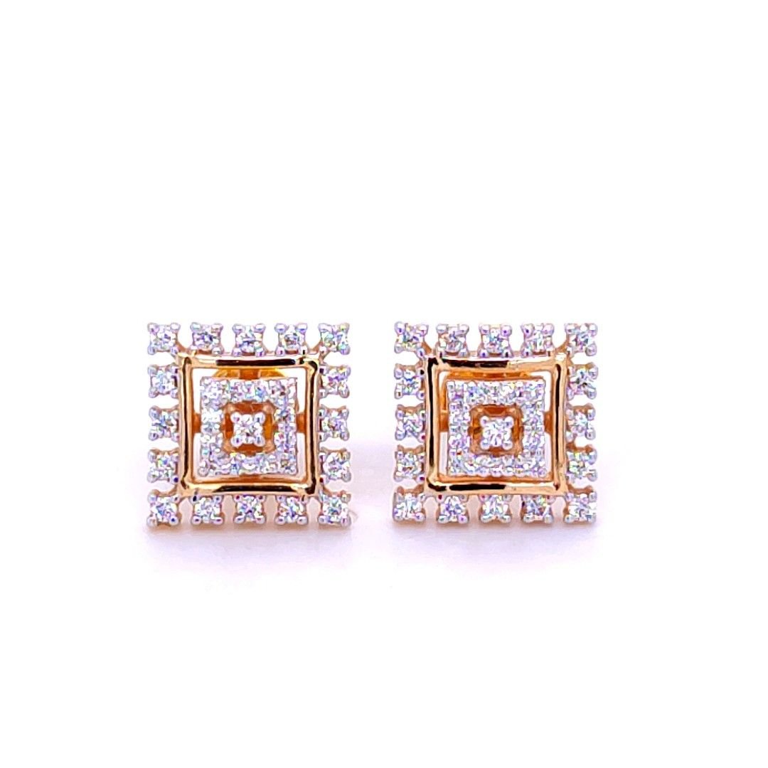 Stately square diamond stud earring