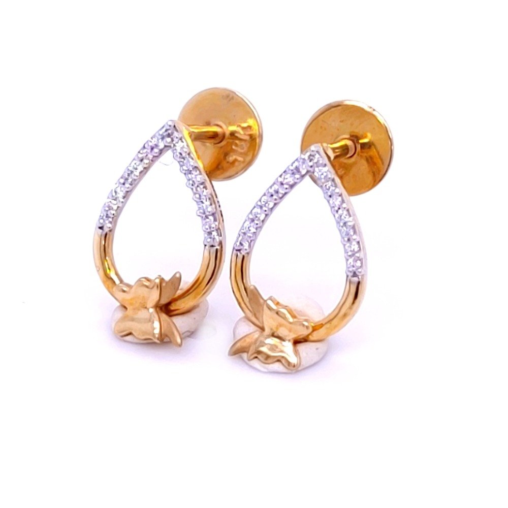 Charismatic butterfly diamond gold earring