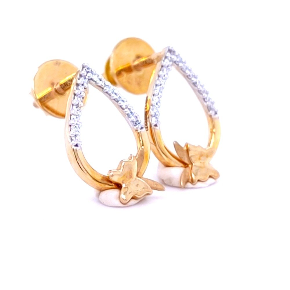 Charismatic butterfly diamond gold earring