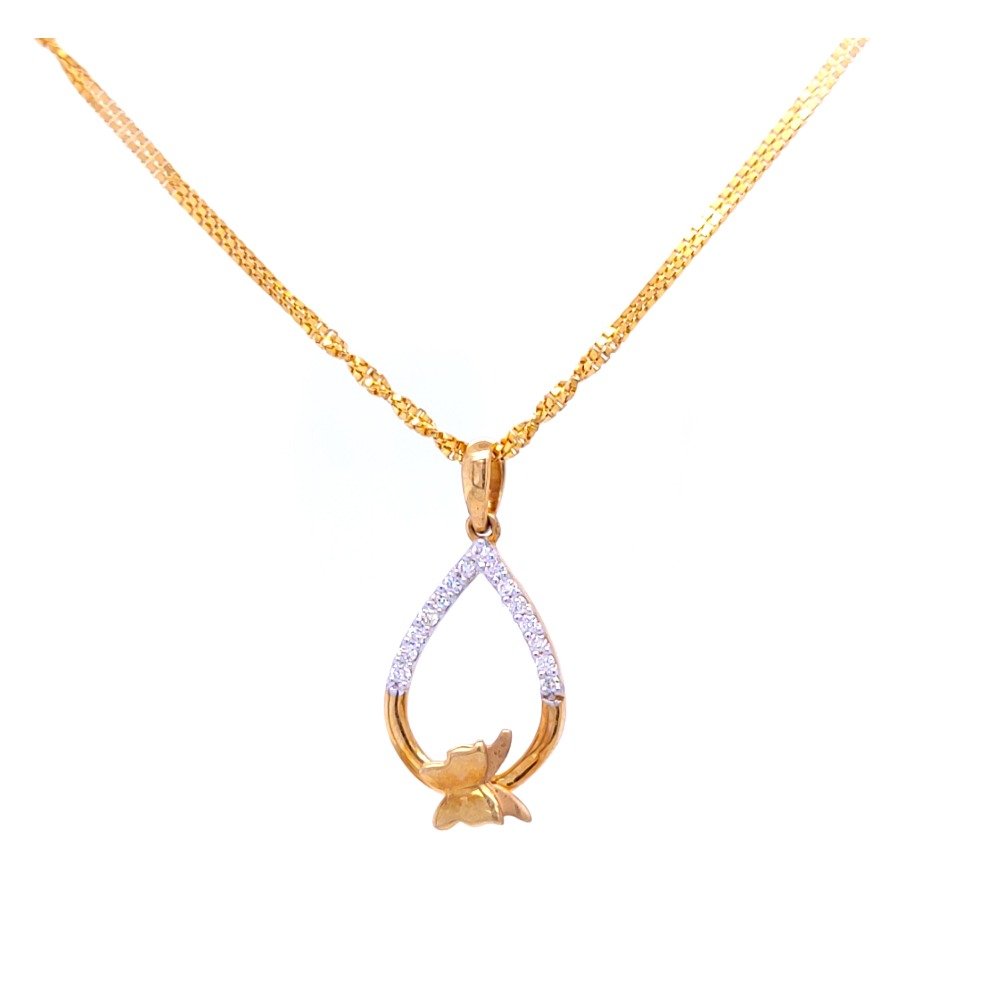 Charismatic butterfly diamond gold pendant