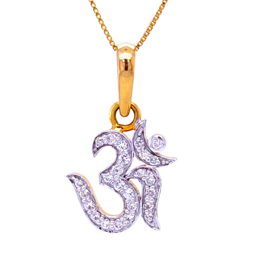 Devine om diamond pendant in yellow gold