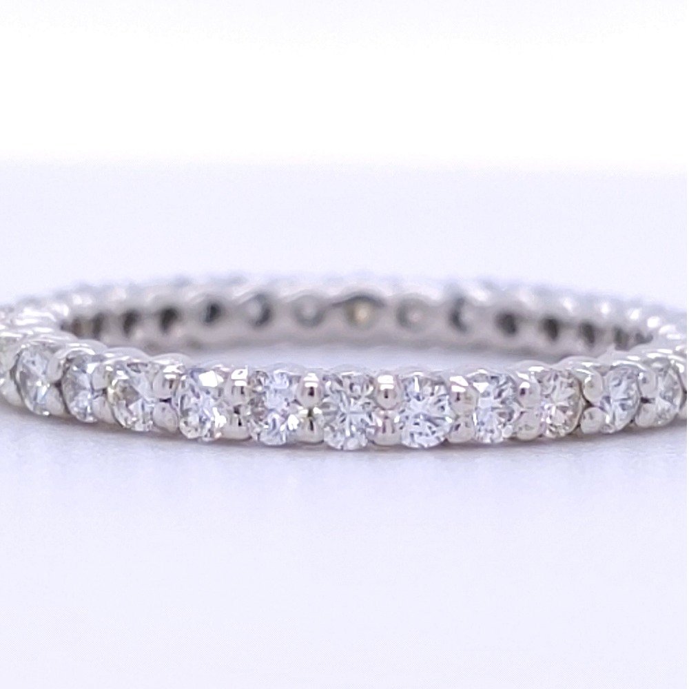 Ladies micropave eternity diamond white gold band