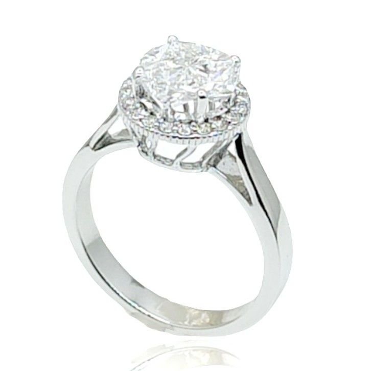 Harmony Pie Cut Four Diamond Ring In White Gold