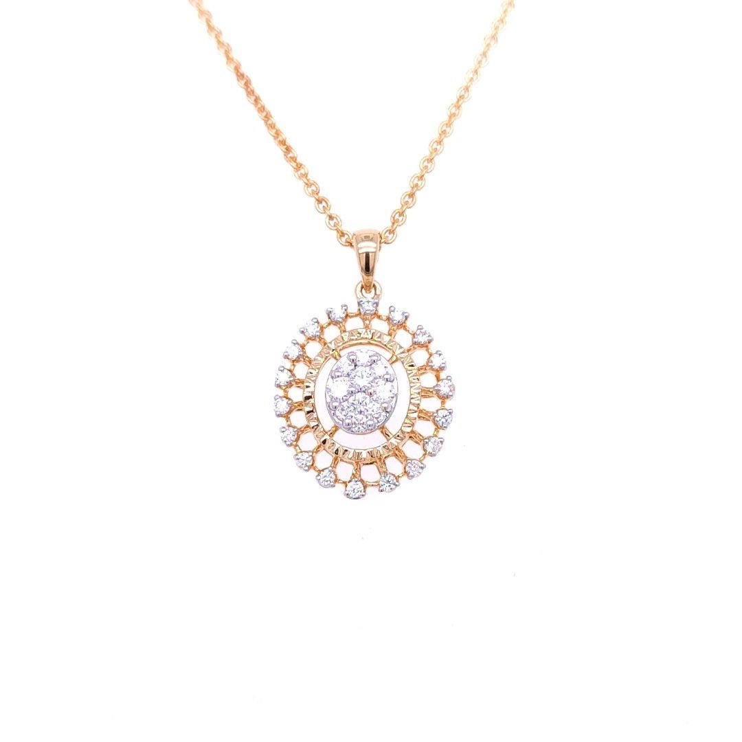 Modish Circular Diamond Pendant Set