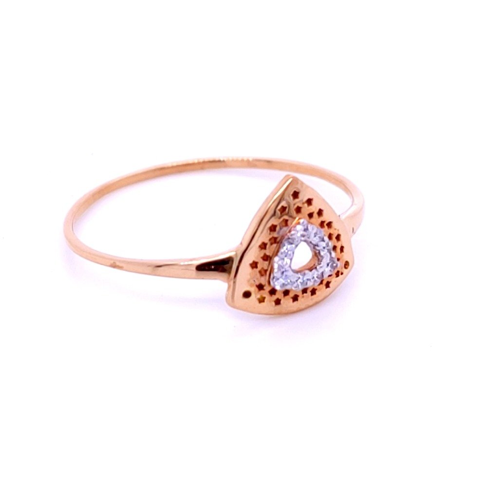 Tringular rose gold tinted diamond ring