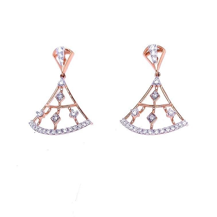 Gleam triad rose gold diamond pendant and earring set