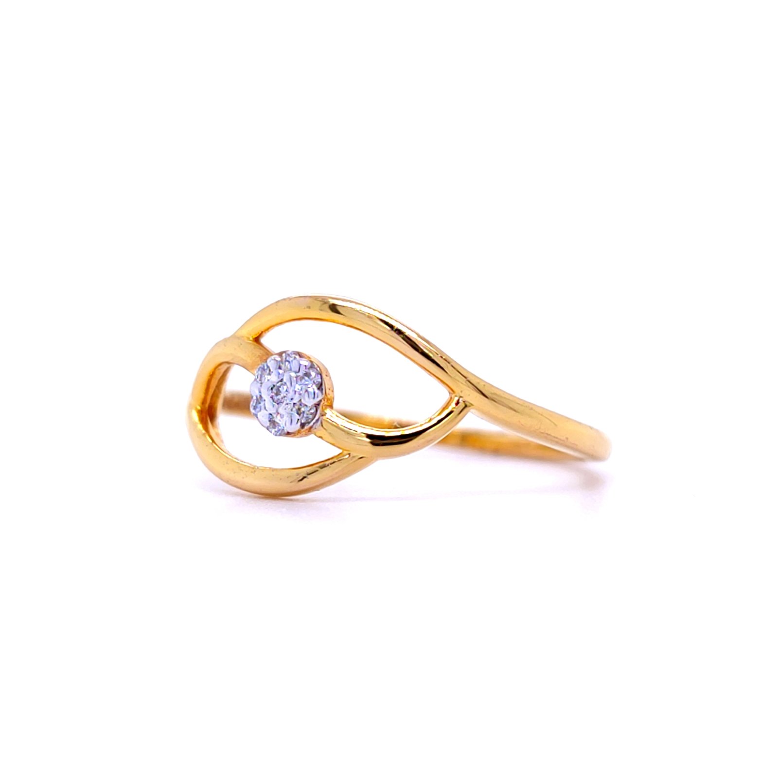 Cluster diamond ball centric ring in 18kt