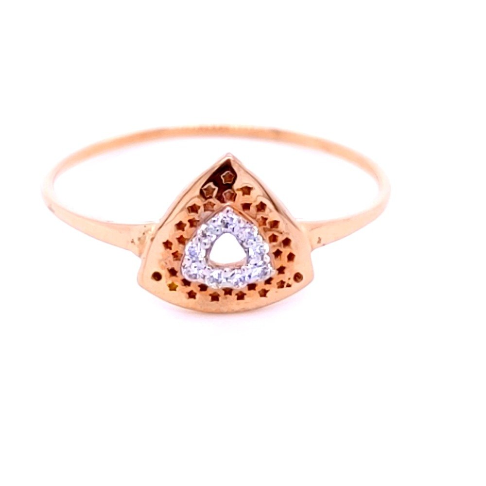 Tringular rose gold tinted diamond ring