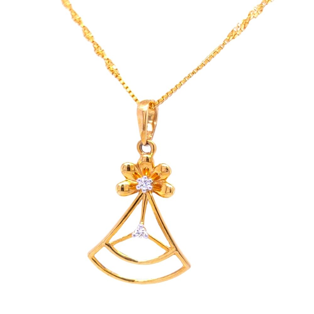 Flower cone shape diamond pendant