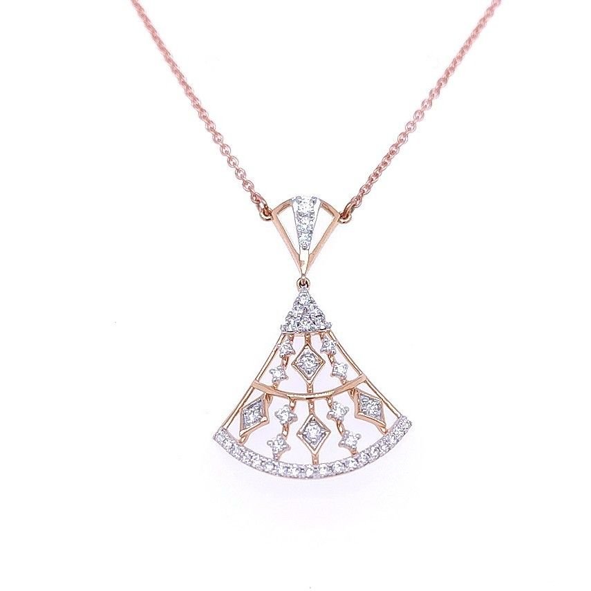 Gleam triad rose gold diamond pendant and earring set