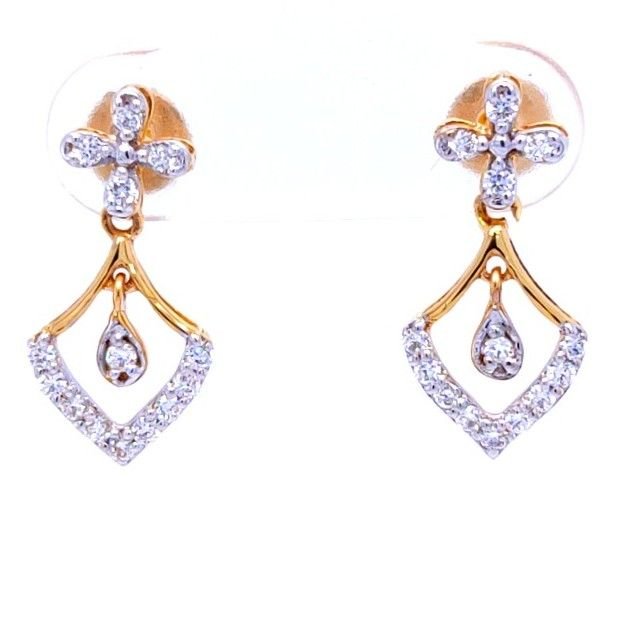 Nayasha floral dangling diamond earring in gold 18 kt