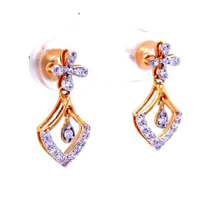 Nayasha floral dangling diamond earring in gold 18 kt