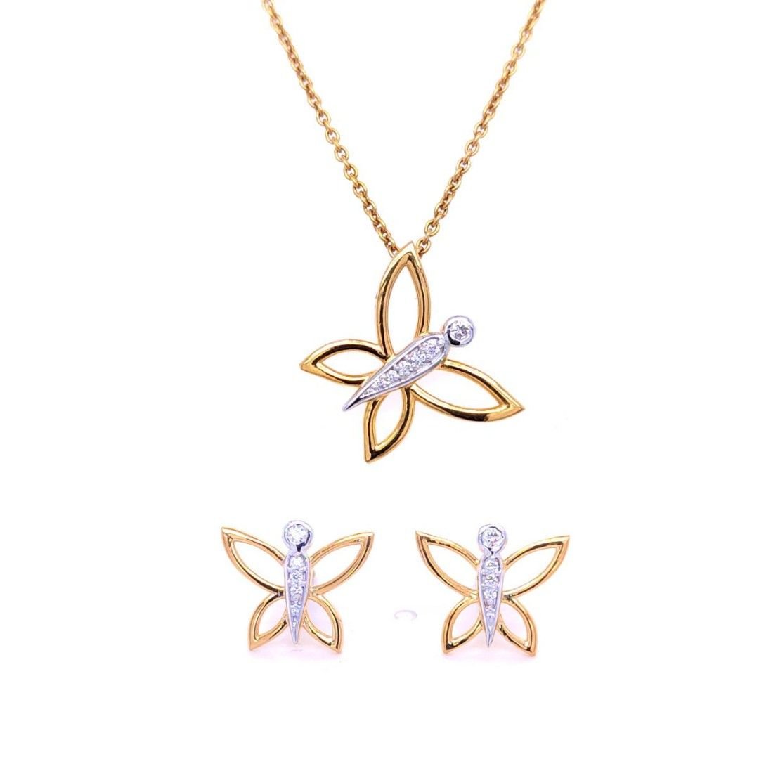 Butterfly Whisper Diamond Pendant & Earrings Set