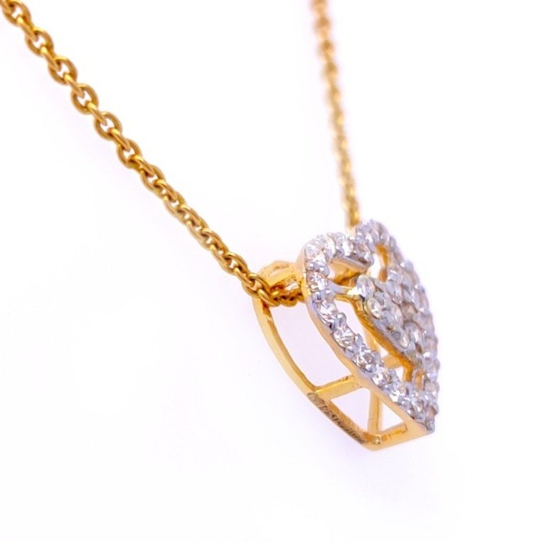 Heart in heart shape gold diamond pendant