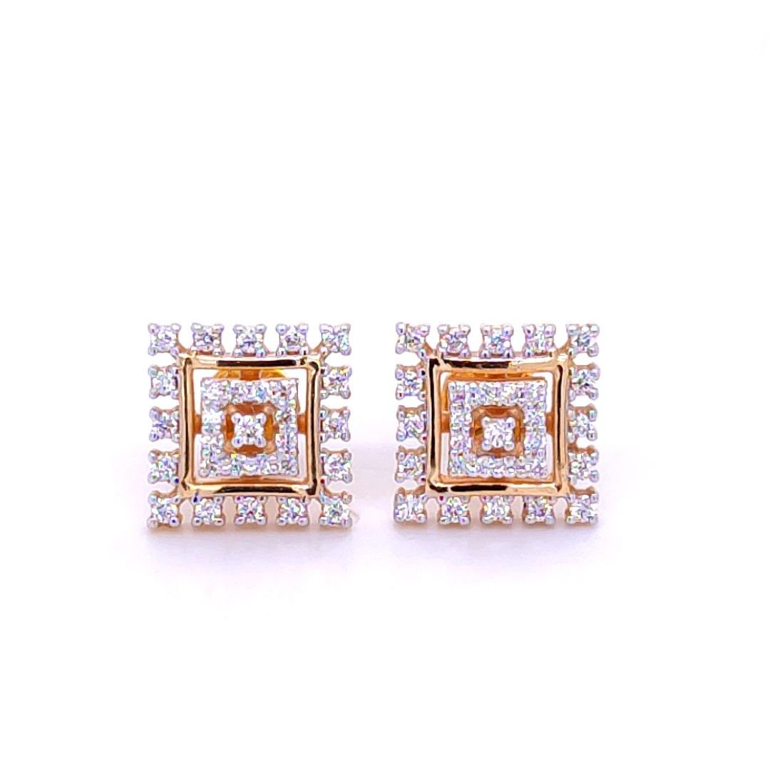 Round & Baguette Cut Natural / Lab Grown Diamond 18k Gold Square Earrings  at Rs 98300/pair | Diamond Earring in Surat | ID: 2850483292188